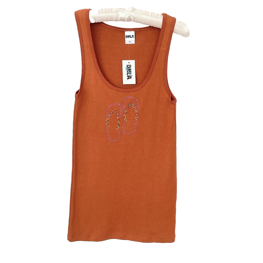 DNLA Sport Tank Rust With Sparkly Flip Flops XS/S NWT - Picture 2 of 7